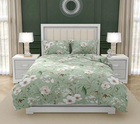 Kvalitex Bavlnené obliečky DELUX 140x200 + 70x90 cm - MAGNÓLIE zelené