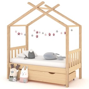 Detský posteľný rám so zásuvkou borovicový masív 70x140 cm