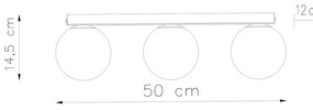 Stropné svietidlo Yoli, 3x biele sklenené tienidlo, b