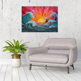 Sklenený obraz - Mozaika vĺn (70x50 cm)
