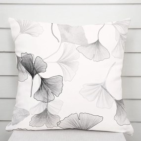 Biante Bavlnená obliečka na vankúš Sandra SA-512 Sivo-biele ginkgo listy na bielom 40 x 40 cm