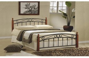 Kondela Manželská posteľ, čerešňa/čierny kov, 180x200, DOLORES