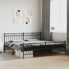 Kovový rám postele s čelom a podnožkou čierny 200x200 cm 373716