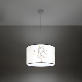 Detské závesné svietidlo Princess, 1x plastové tienidlo so vzorom, (fi 40cm)