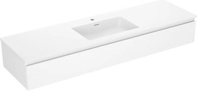 Mexen Orio, kúpeľňová skrinka 160 cm s umývadlom Otis, 1 zásuvka, biela matná, 91A10-16023-1-BF01-W18M01