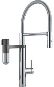 FRANKE Vital Tap páková drezová batéria s funkciou filtrácie, flexibilné rameno so sprškou s prepínaním, 2jet, výška výtoku 260 mm, chróm/gunmetal, 120.0621.230