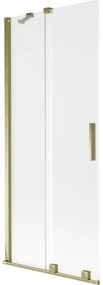 Mexen Velar, 2-krídlová posuvná vaňová zástena 80 x 150 cm, 8mm sklo námraza, zlatá lesklá, 896-080-000-31-50