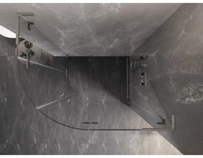 Mexen Lunar, L pravý polkruhový sprchový kút 80 x 70 cm, 8mm číre sklo, oceľový profil, 833L-080P-070L-97-00