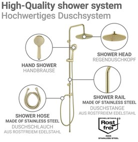Matne zlatá sprchová súprava z nehrdzavejúcej ocele 101 cm Young Line – Wenko