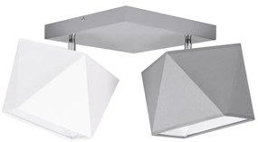 Stropné svietidlo Diamond, 2x biele textilné tienidlo, biela konštrukcia (možnosť polohovania)