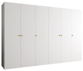 Šatníková skriňa 300 cm Parna 1 (biela + zlatá). Akcia -20%. Vlastná spoľahlivá doprava až k Vám domov. 1125903