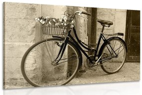 Obraz rustikálny bicykel v sépiovom prevedení