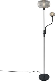 Inteligentná stojaca lampa čierna s dymovým sklom 2-svetlá vrátane WiFi - Brianna
