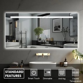 IREDA Kúpeľňové LED zrkadlo s osvetlením, 90 x 70 cm