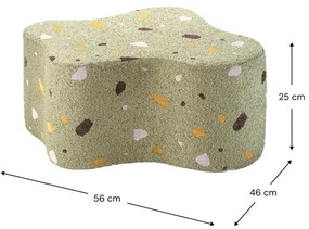 Zelený detský puf z textílie buklé/ženilkový Terrazzo Cloud – Wigiwama