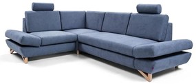 Rozkladacia rohová čalúnená sedacia súprava s úložným priestorom do tvaru L AVESTA, ľavé prevedenie, modrá