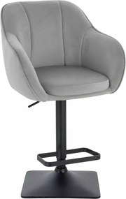 LuxuryForm DESIGN Barová stolička AVOLA VELUR na čiernej hranatej podstave - svetlo šedá