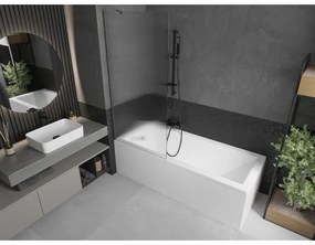 Mexen Next, 1-krídlová vaňová zástena 80 x 150 cm, 6mm sklo Ribs, brúsená grafitová, 895-080-000-00-09-66