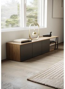 Čierny TV stolík v dekore orecha 190x45 cm Albi - TemaHome