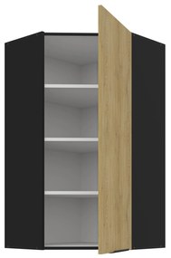 Rohová horná kuchynská skrinka Carminia 60x60 GN-108 1F (45) (dub cremona + čierna). Akcia -18%. Vlastná spoľahlivá doprava až k Vám domov. 1128000
