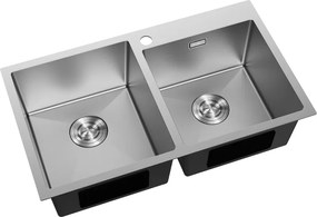 Mexen Xorin, 2-komorový nerezový drez 780 x 450 mm, brúsená oceľ, 6441782000-01