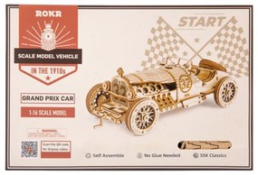 Robotime 3D drevené puzzle Závodní veterán Grand Prix car 1:16 220 ks
