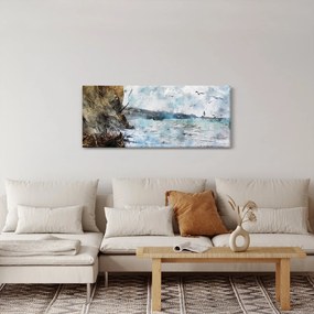 Obraz - Útes, akvarel (120x50 cm)