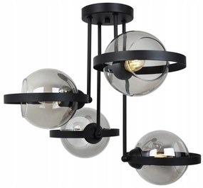 Stropné svietidlo Haga Ring, 4x grafitové sklenené tienidlo (výber z 3 farieb uchytenia)