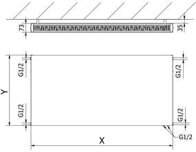 Mexen, Mexen Flat CVF21 panelový radiátor 500 x 1600 mm, spodné pripojenie, 1613 W, biely - W621F-050-160-00