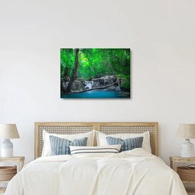Sklenený obraz - Vodopád Erawan, Kanchanaburi, Thajsko (70x50 cm)