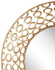 Okrúhle oceľové nástenné zrkadlo ⌀ 80 cm zlaté BOURDON Beliani