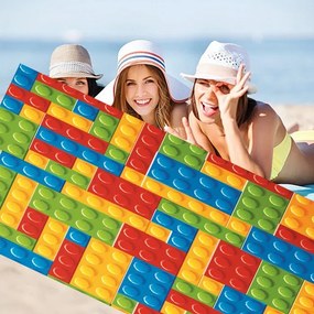 Plážová farebná osuška s motívom lego kociek 100 x 180 cm