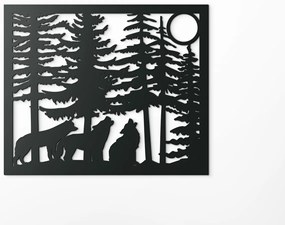 drevko Drevený obraz Vlky Rozmer obrazu: 32,5 x 39 cm, Farba dekorácie: Čierna