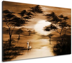 Gario Ručne maľovaný obraz Africký západ slnka Rozmery: 120 x 80 cm