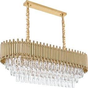 Toolight Toolight, krištáľová závesná lampa 76cm, 8×E14, SWE105-CP, zlatá lesklá, OSW-30227