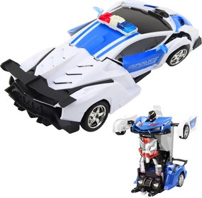 LEAN Toys Auto Robot 2W1 Policajné auto na diaľkové ovládanie RC 1:18