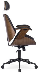 Vintino kancelárska otočná stolička ARTUR drevo orech, čierna ekokoža - vintino.sk