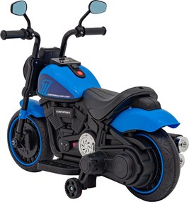Ramiz Elektrická motorka Chopper FASTER na batérie pre deti modrá + FM rádio + audio panel + LED