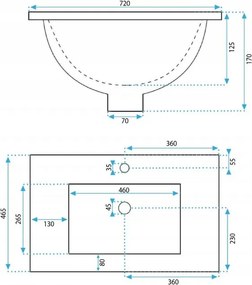 Rea Dafne 70 umývadlo, 72 x 47 cm, biela, REA-U0190