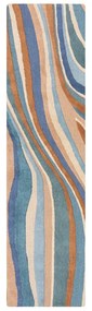 Modrý ručne tkaný vlnený behúň 60x230 cm Abstract Flow – Flair Rugs