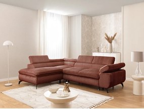 Menčestrová rohová pohovka v terakotovej farbe (ľavý roh/do L) Marbeya – Ropez