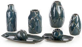 DEKORAČNÝ KERAMICKÝ TANIER TEO (01) 41X20X3 CM TMAVOTYRKYSOVÁ