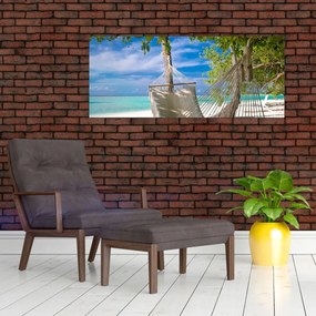 Obraz - Hojdacia sieť na pláži (120x50 cm)