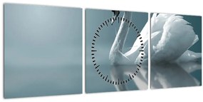 Obraz - Biela labuť (s hodinami) (90x30 cm)