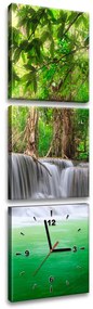 Gario Obraz s hodinami Thajsko a vodopád v Kanjanaburi - 3 dielny Rozmery: 30 x 90 cm
