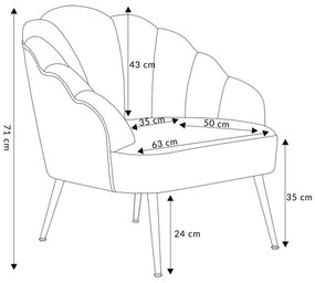 Kreslo ARIEL zamatové sivé ALL 969847