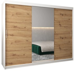 Šatníková skriňa 250 cm Toki 1 (Biela matná + Dub artisan). Akcia -52%. Vlastná spoľahlivá doprava až k Vám domov. 1064945