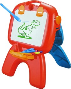 LEAN Toys Obojstranná kriedová tabuľa stojanová s projektorom a fixkami, červená
