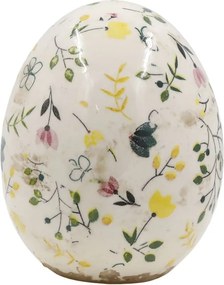 Béžové antik keramické vajíčko s kvetmi Cavaillon - Ø 9,5*11,5 cm