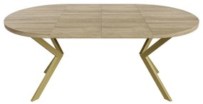 Okrúhly rozkladací jedálensky stôl MARION 100/120 - 176/196 cm  čierna matná + zlatá  podnož Rozmer stola: 100 cm